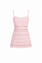 Isabella Pink Heart Bow Lace Dress