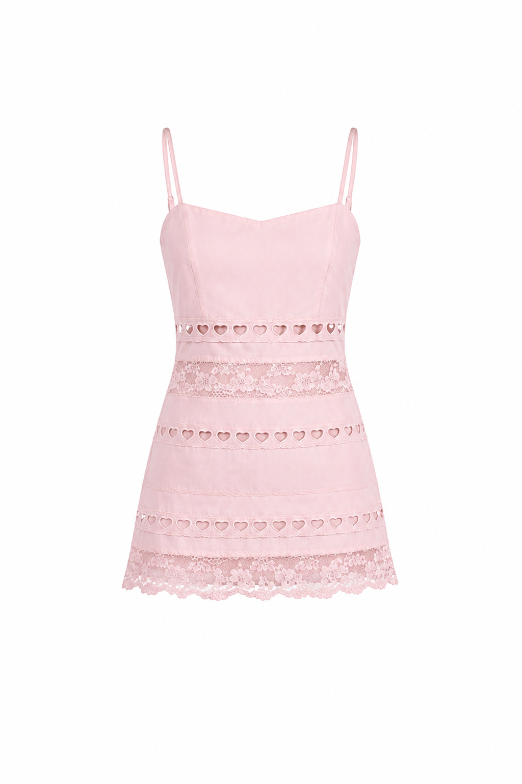 Isabella Pink Heart Bow Lace Dress