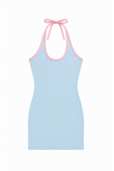 Mackenzie Pastel Blue Halter Mini Dress