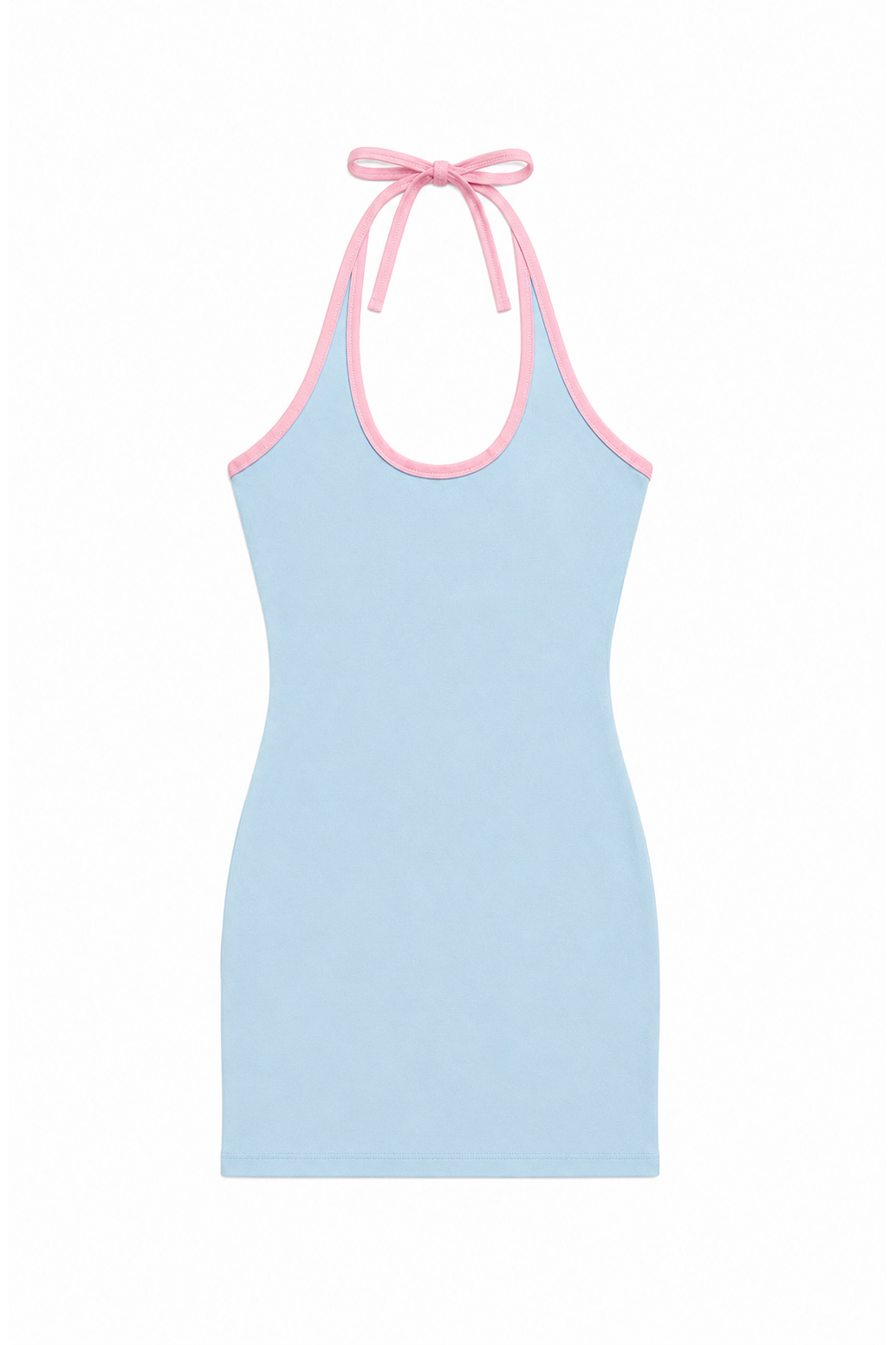 Mackenzie Pastel Blue Halter Mini Dress