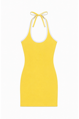 Mackenzie Pastel Yellow Halter Mini Dress