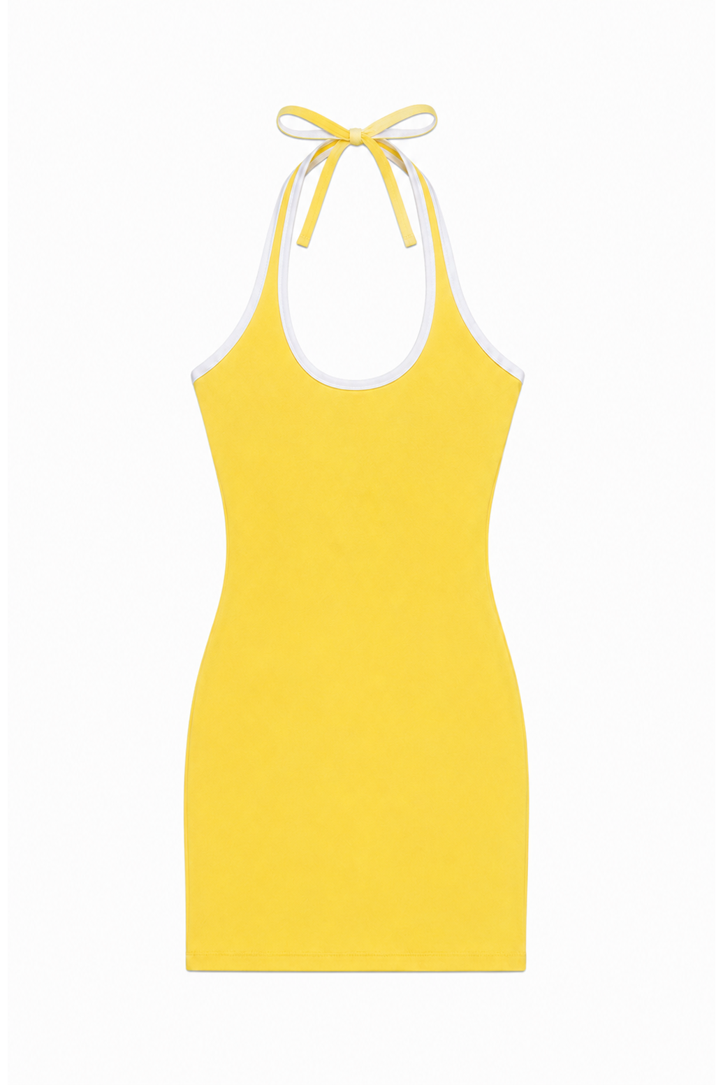 Mackenzie Pastel Yellow Halter Mini Dress