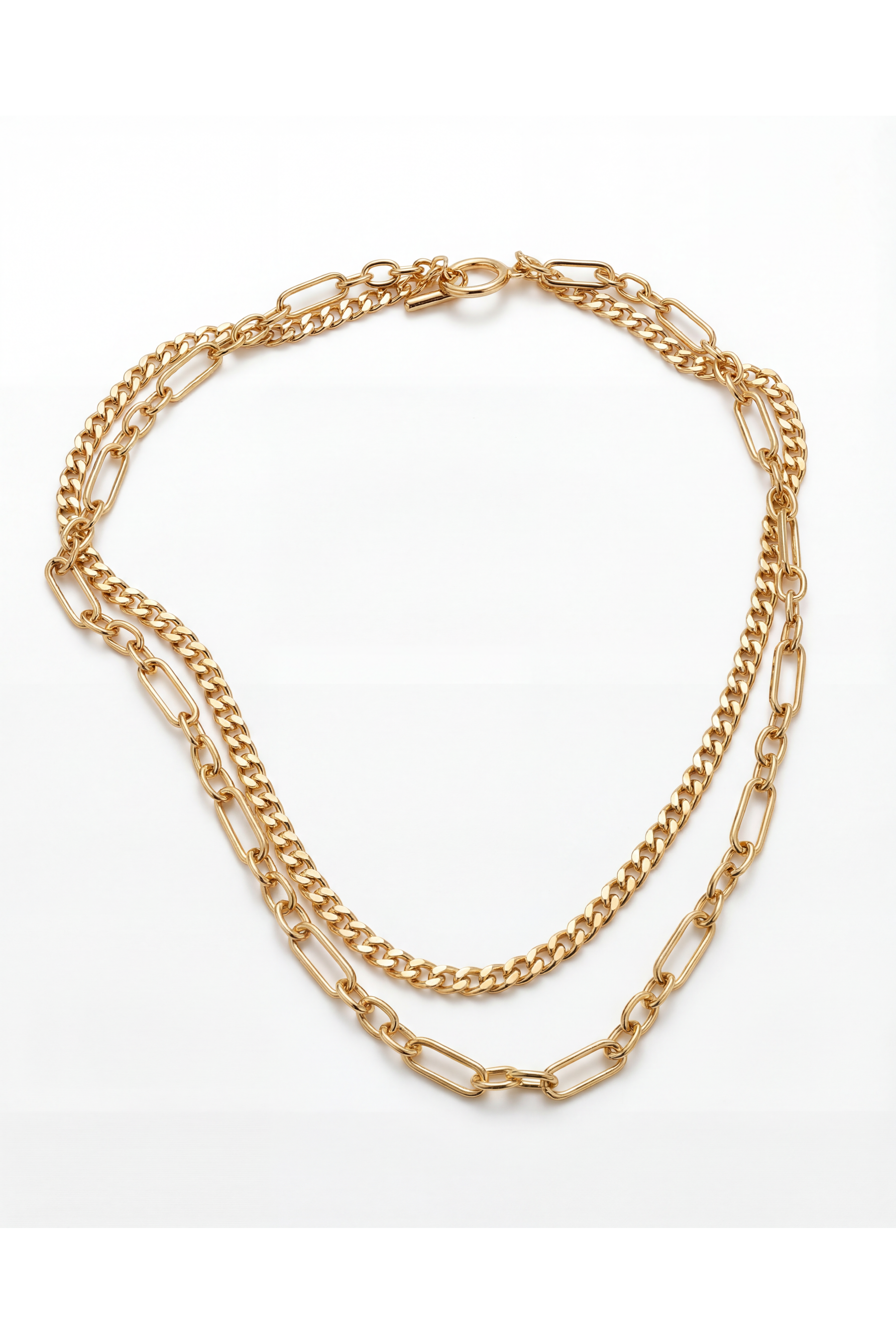 Dual Chain Toggle Necklace | Gold