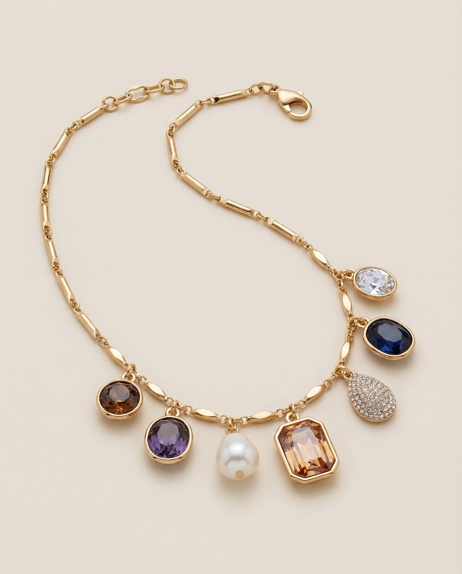 The Gemstone Charm Necklace | Gold