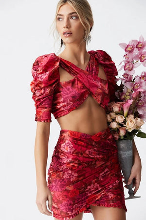 For Love & Lemons Alia Cross Front Crop Top