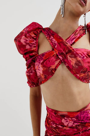 For Love & Lemons Alia Cross Front Crop Top