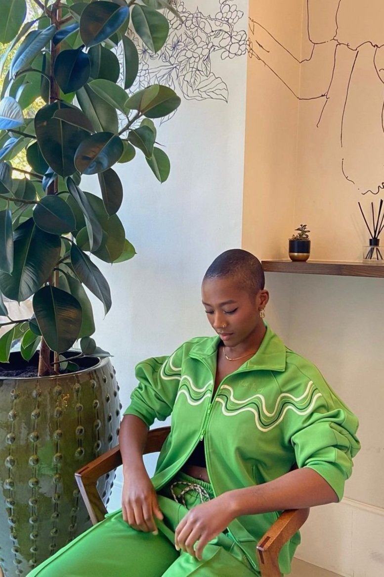@mikahchay in House of Sunny All Star Tracksuit Top - Perfect Green