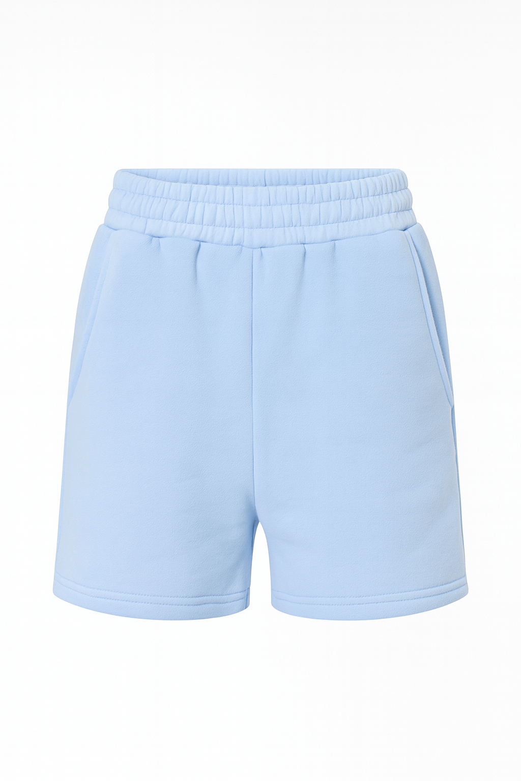 Light blue shorts on a white background