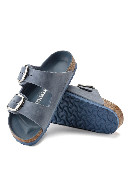 Birkenstock Arizona Big Buckle Oiled Leather Sandals | Dusty Blue | Narrow