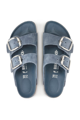 Birkenstock Arizona Big Buckle Oiled Leather Sandals | Dusty Blue | Narrow
