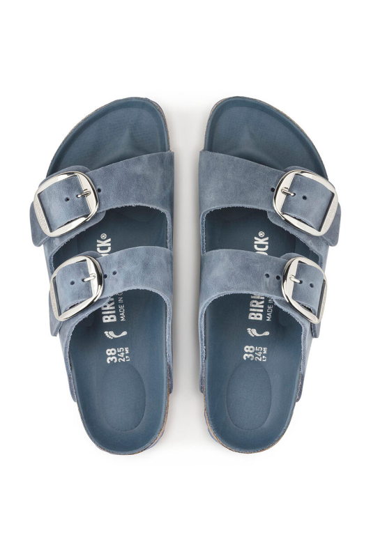 Birkenstock Arizona Big Buckle Oiled Leather Sandals | Dusty Blue | Narrow