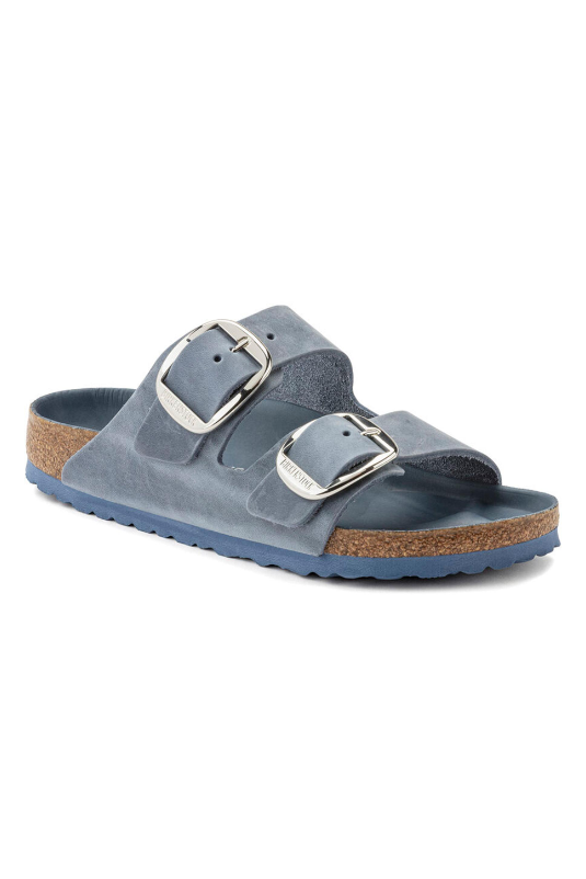 Birkenstock Arizona Big Buckle Oiled Leather Sandals | Dusty Blue | Narrow