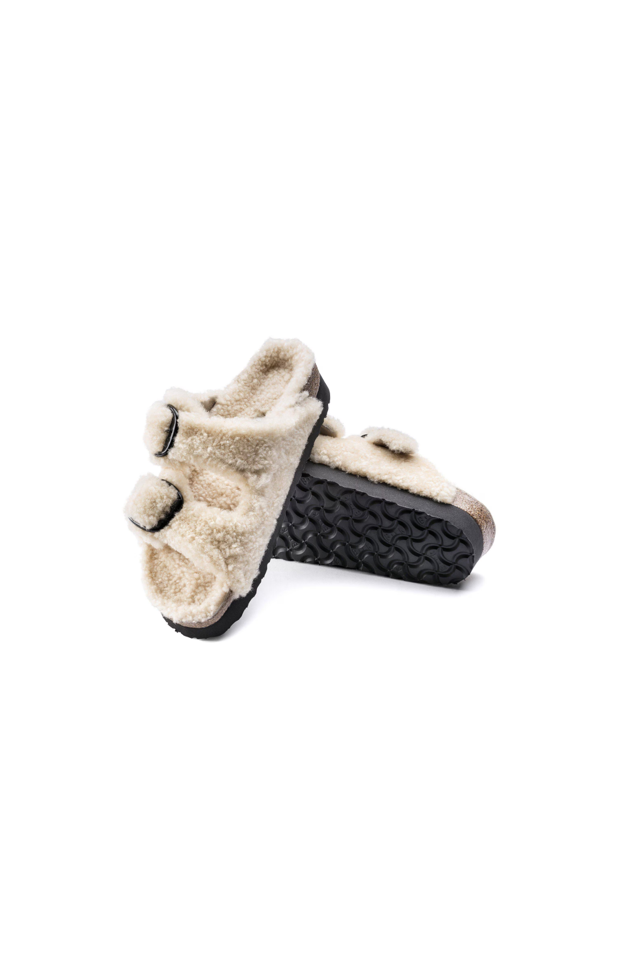Birkenstock Arizona Big Buckle Shearling Teddy Sandal | Eggshell | Narrow