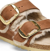 Birkenstock Arizona Big Buckle Shearling Oiled Leather Cognac