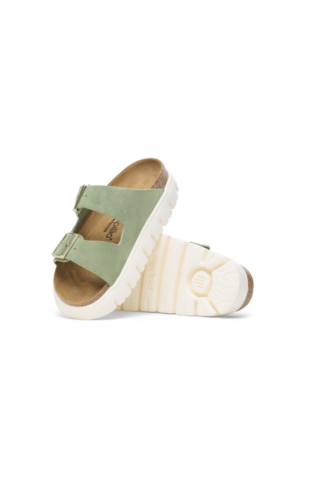 Birkenstock Papillio Arizona Chunky Suede Leather | Green Tea | Narrow