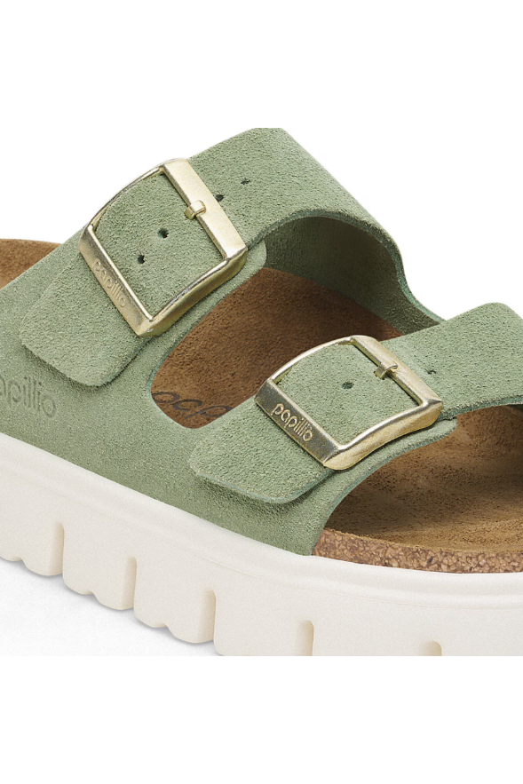 Birkenstock Papillio Arizona Chunky Suede Leather | Green Tea | Narrow