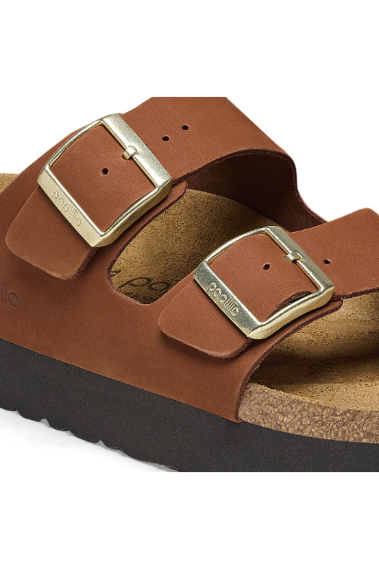 Birkenstock Arizona Platform Nubuck Leather | Pecan | Narrow