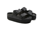 Birkenstock Arizona Platform Natural Leather Exquisite Black Sandals