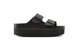 Birkenstock Arizona Platform Natural Leather Exquisite Black Sandals