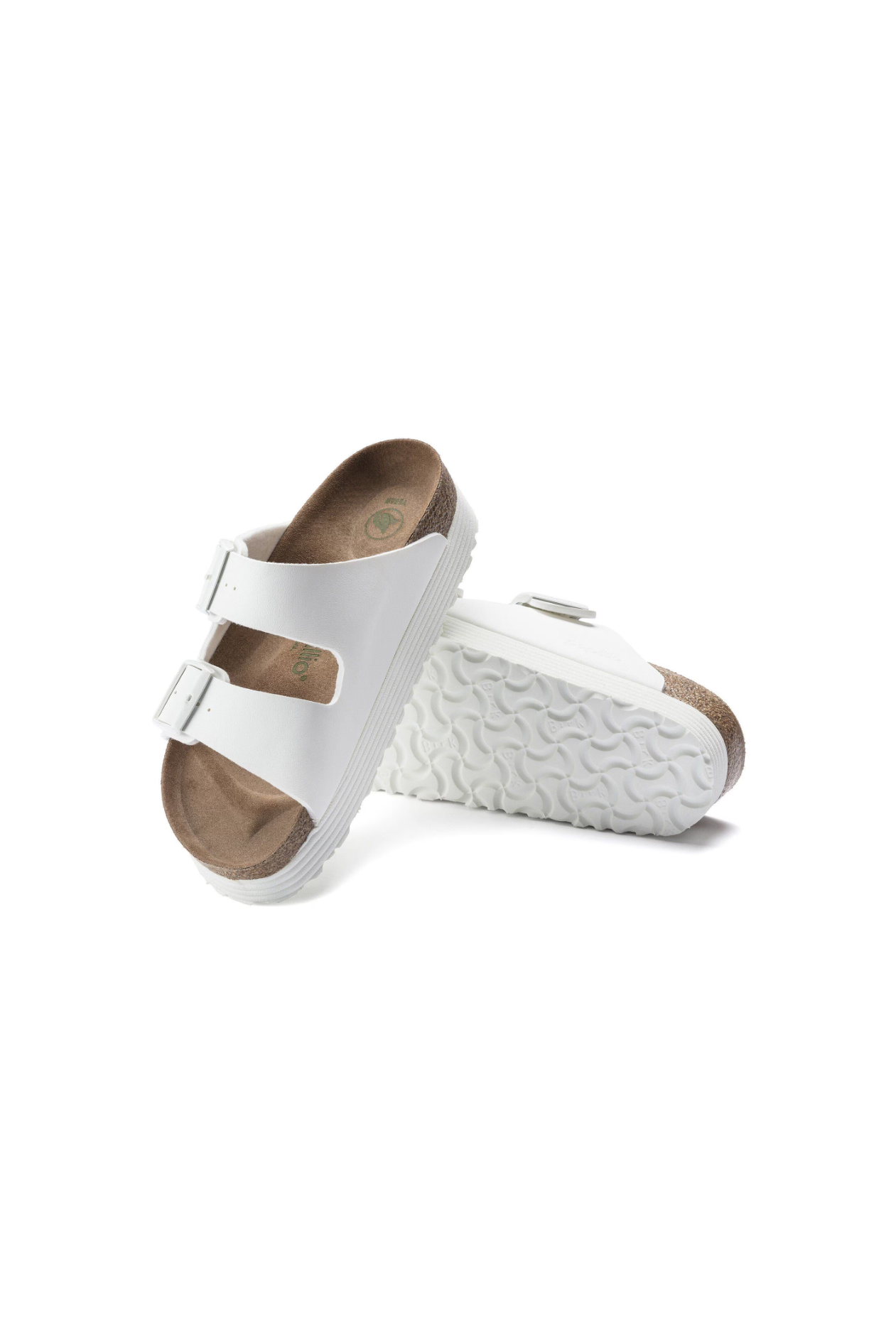 Birkenstock Arizona Platform Vegan Grooved Birko-Flor Sandals | White | Narrow