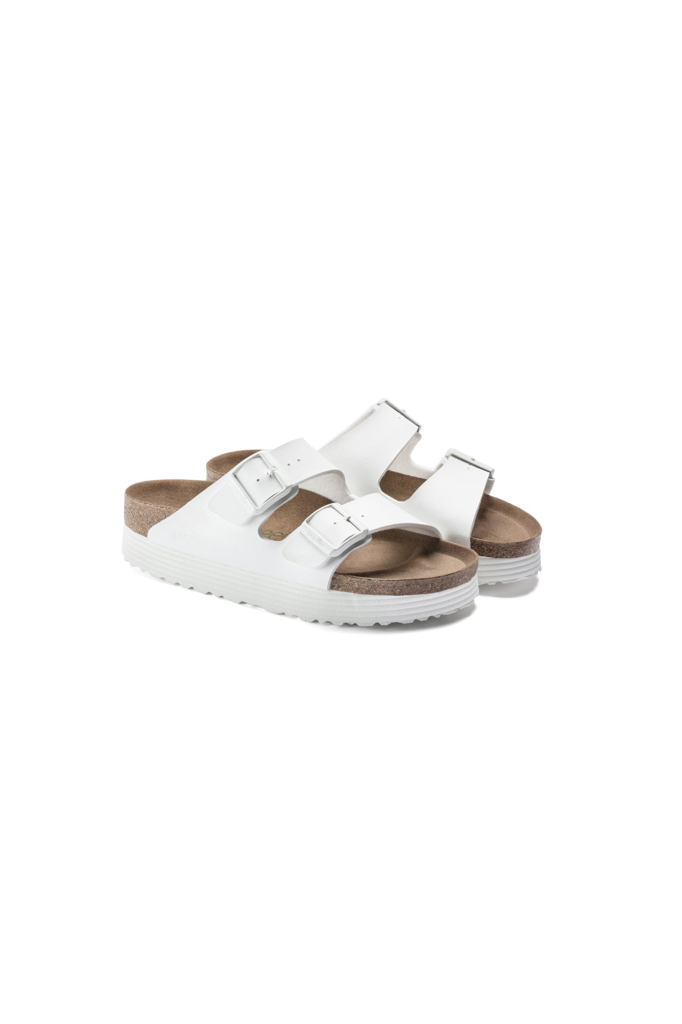 Birkenstock Arizona Platform Vegan Grooved Birko-Flor Sandals | White | Narrow