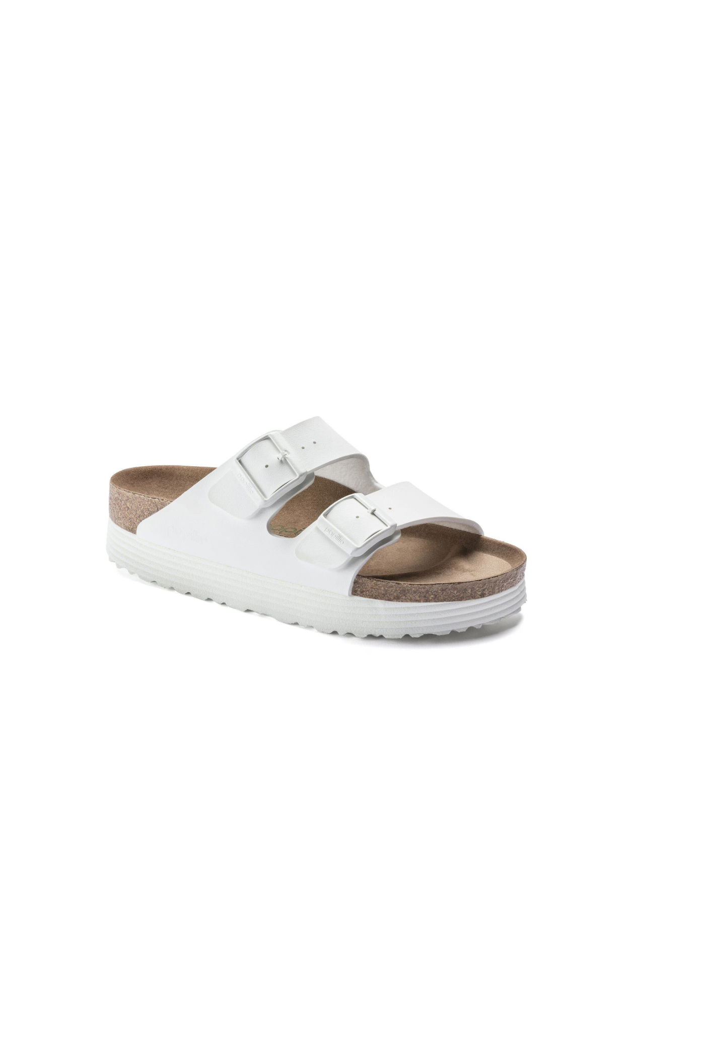 Birkenstock Arizona Platform Vegan Grooved Birko-Flor Sandals | White | Narrow