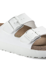 Birkenstock Arizona Platform Vegan Grooved Birko-Flor Sandals | White | Narrow