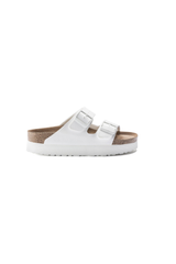 Birkenstock Arizona Platform Vegan Grooved Birko-Flor Sandals | White | Narrow