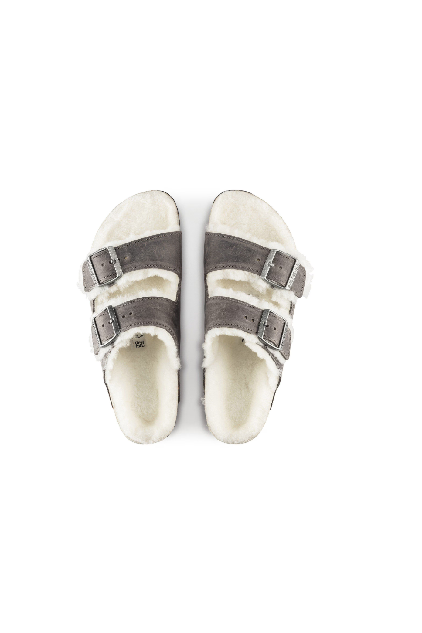 Birkenstock Arizona Shearling Embossed Oiled Leather | Iron | Regular