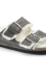 Birkenstock Arizona Shearling Embossed Oiled Leather | Iron | Regular