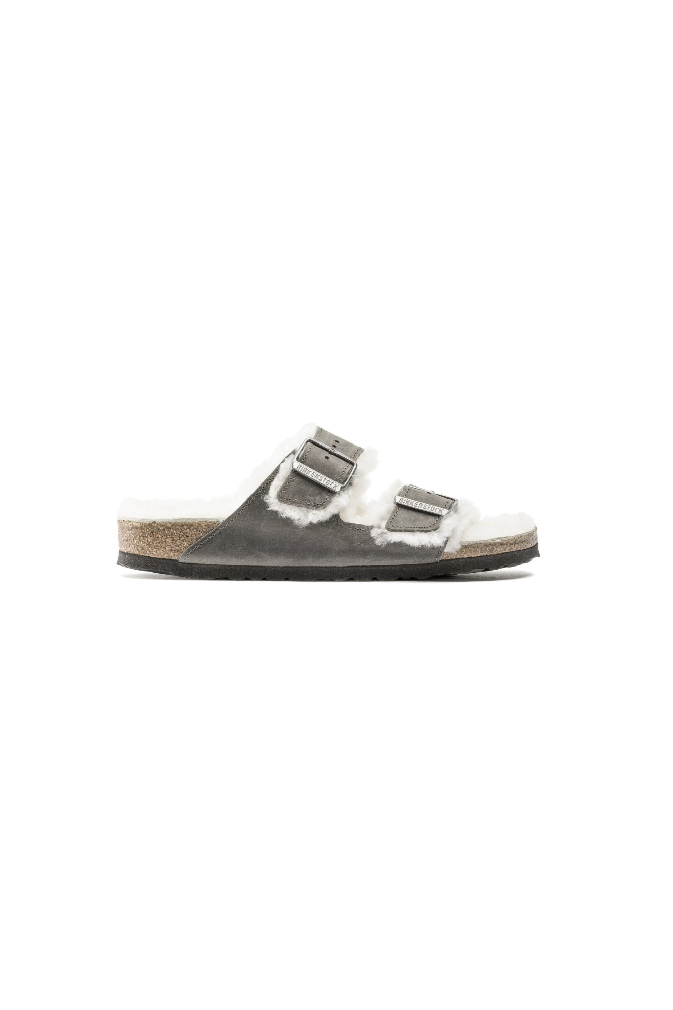 Birkenstock Arizona Shearling Embossed Oiled Leather | Iron | Regular