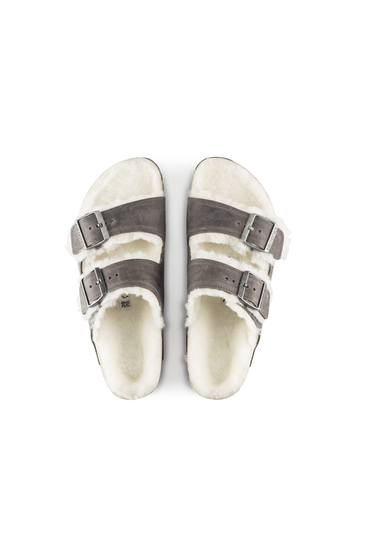 Birkenstock Arizona Shearling Oiled Leather | Iron | Narrow