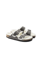 Birkenstock Arizona Shearling Oiled Leather | Iron | Narrow