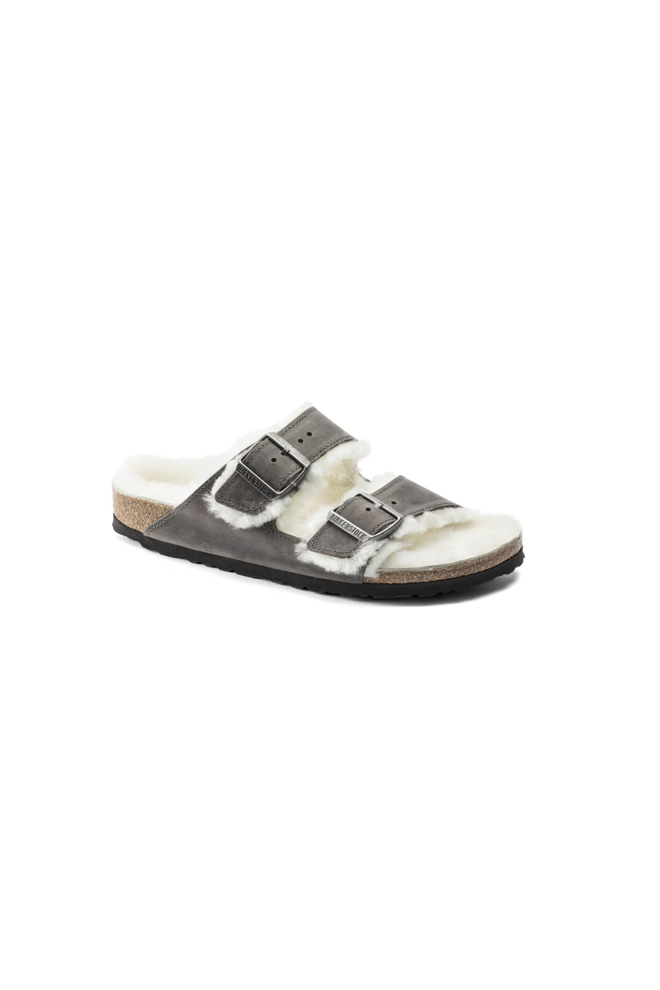 Birkenstock Arizona Shearling Oiled Leather | Iron | Narrow
