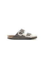Birkenstock Arizona Shearling Oiled Leather | Iron | Narrow