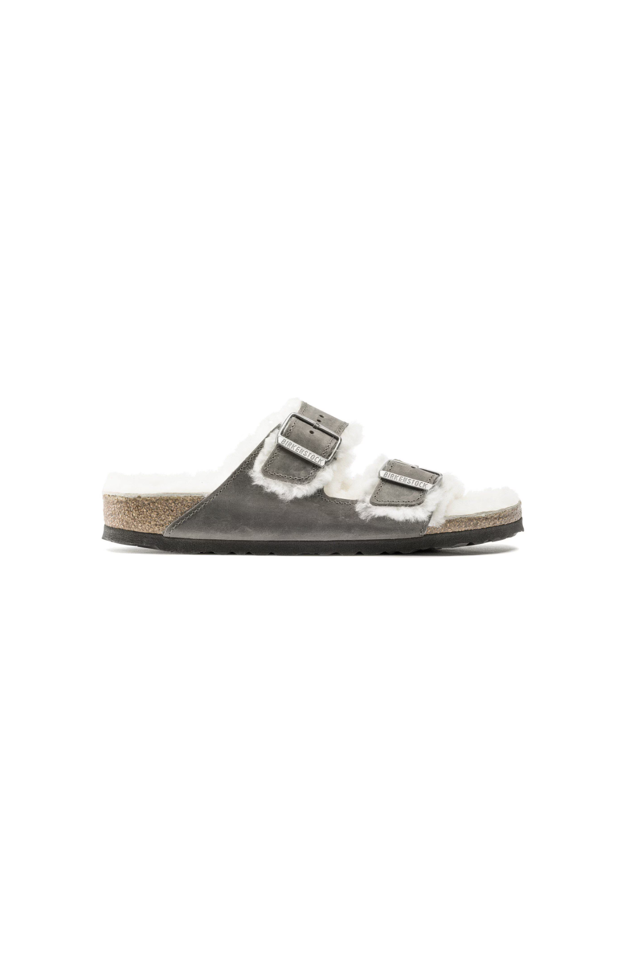 Birkenstock Arizona Shearling Oiled Leather | Iron | Narrow