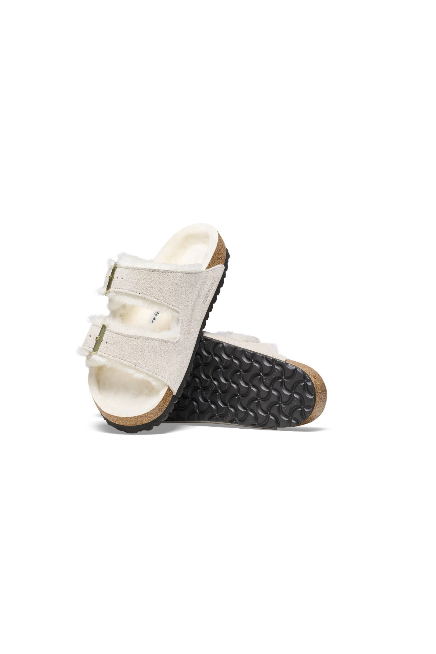 Birkenstock Arizona Shearling Suede Leather Antique | White | Narrow