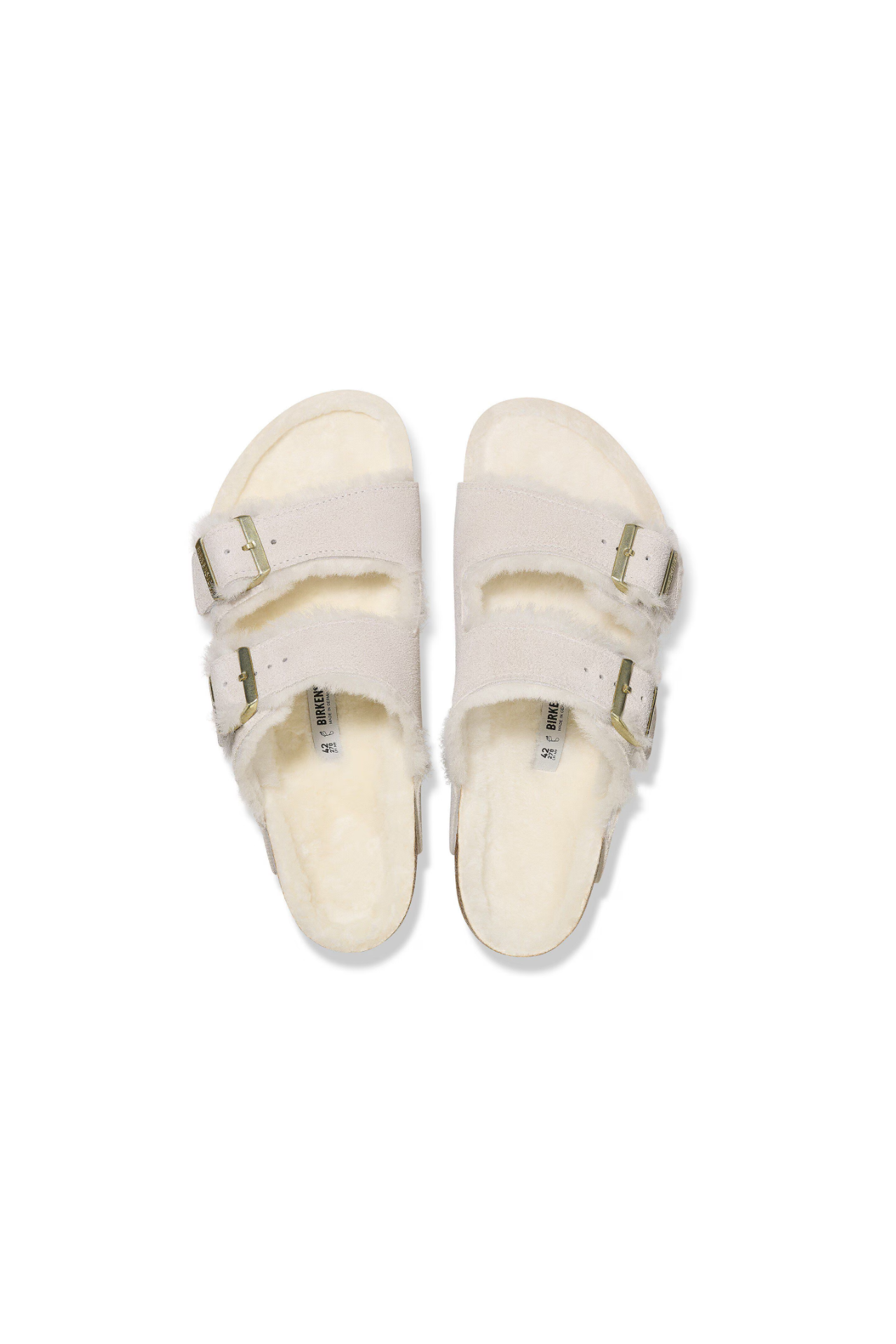 Birkenstock Arizona Shearling Suede Leather Antique | White | Narrow
