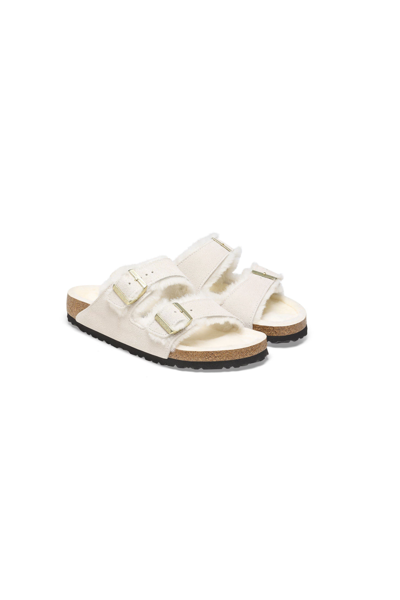 Birkenstock Arizona Shearling Suede Leather Antique | White | Narrow