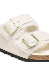 Birkenstock Arizona Shearling Suede Leather Antique | White | Narrow