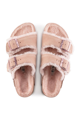 Birkenstock Arizona Shearling Suede Leather | Light Rose | Narrow