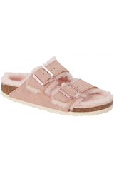 Birkenstock Arizona Shearling Suede Leather | Light Rose | Narrow