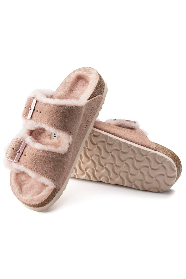 Birkenstock Arizona Shearling Suede Leather | Light Rose | Regular