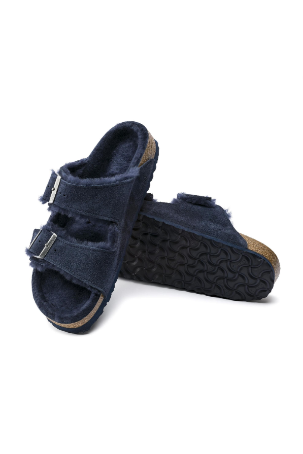 Birkenstock Arizona Shearling Suede Leather | Night | Narrow