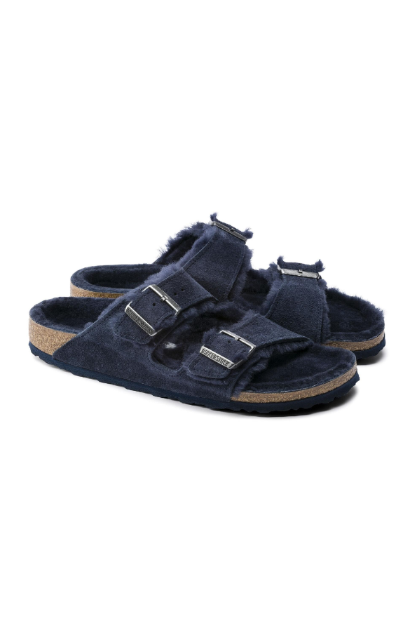 Birkenstock Arizona Shearling Suede Leather | Night | Narrow