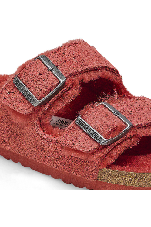 Birkenstock Arizona Shearling Suede Leather | Sienna Red | Narrow