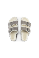 Birkenstock Arizona Shearling Suede Leather | Stone Coin | Narrow