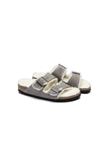 Birkenstock Arizona Shearling Suede Leather | Stone Coin | Narrow