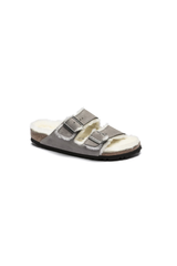 Birkenstock Arizona Shearling Suede Leather | Stone Coin | Narrow