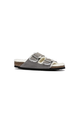 Birkenstock Arizona Shearling Suede Leather | Stone Coin | Narrow